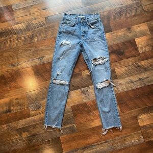 Distressed Blue Jeans